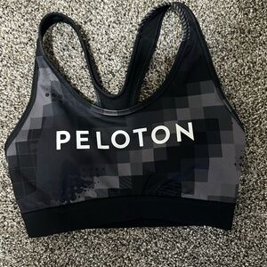 New Peloton Adidas Charcoal Gray and Black Activewear Top Sports Bra Size Small